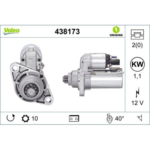 Starter Valeo 438173 Valeo Origins New Oe Technologie f&uuml;r Audi Seat Skoda VW
