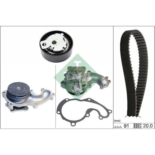Wasserpumpe + Zahnriemensatz Schaeffler Ina 530 0142 30 f&uuml;r Ford