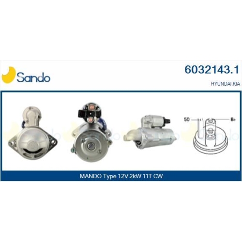 Starter Sando 6032143.1 für Hyundai Kia General Motors