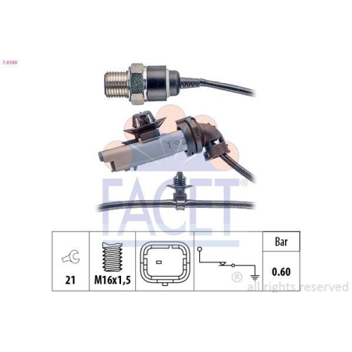 Öldruckschalter Facet 7.0199 Made In Italy - Oe Equivalent für Citroën Peugeot
