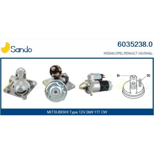 Starter Sando 6035238.0 für Mitsubishi Nissan Renault
