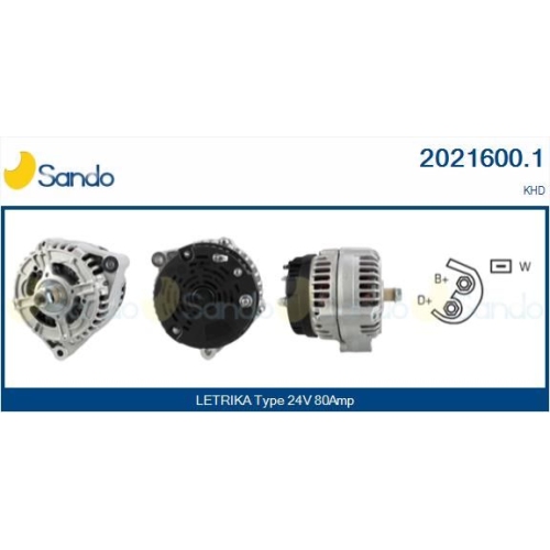 Generator Sando 2021600.1 f&uuml;r Khd Volvo Deutz Fahr Deutz Fahr Deutz Fahr