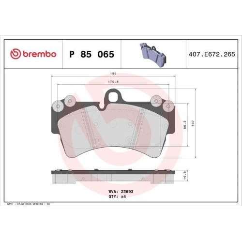 Bremsbelagsatz Scheibenbremse Brembo P85065 Prime Line f&uuml;r Audi Porsche Seat VW