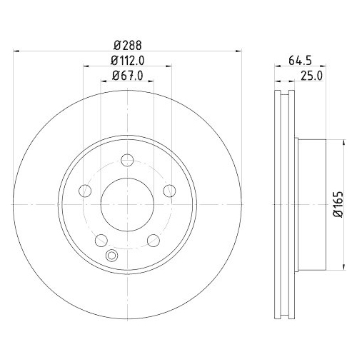 Bremsscheibe Hella 8DD 355 113-861 Pro f&uuml;r Mercedes Benz Mercedes Benz Evobus