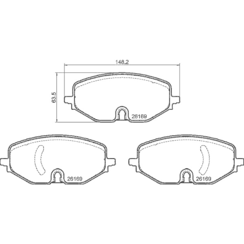 Bremsbelagsatz Scheibenbremse Hella 8DB 355 040-801 f&uuml;r Audi Ford Seat Skoda VW