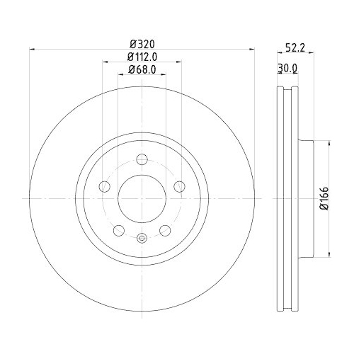Bremsscheibe Hella 8DD 355 113-911 Pro f&uuml;r Audi Seat Skoda VW Audi (faw)