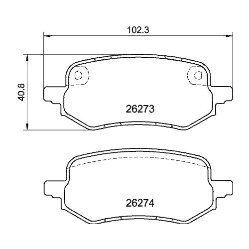 Bremsbelagsatz Scheibenbremse Hella 8DB 355 040-931 f&uuml;r Ford Amc Hinterachse