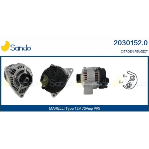 Generator Sando 2030152.0 f&uuml;r Citro&euml;n/peugeot F&uuml;r Fahrzeuge Mit Servolenkung