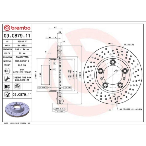 2X Brembo Bremsscheibe Vorderachse Prime Line - Uv Coated f&uuml;r Porsche