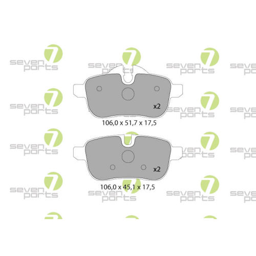 Bremsbelagsatz Scheibenbremse 7 Seven Parts SVP27410 f&uuml;r Bmw Mini 1. Hinterachse