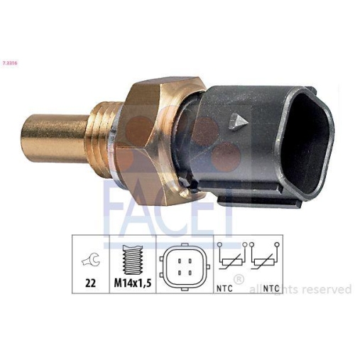 Sensor K&uuml;hlmitteltemperatur Facet 7.3316 Made In Italy - Oe Equivalent f&uuml;r VW
