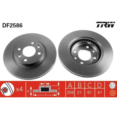 Bremsscheibe Trw DF2586 f&uuml;r Dacia Lada Nissan Renault Vorderachse