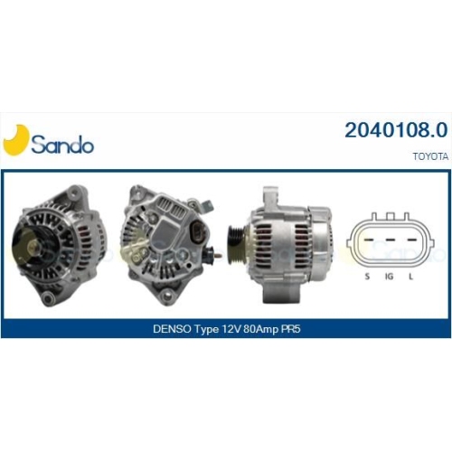 Generator Sando 2040108.0 für Toyota Kubota