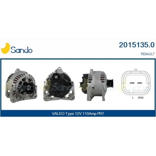 Generator Sando 2015135.0 für Renault Dacia