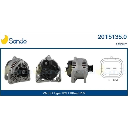 Generator Sando 2015135.0 f&uuml;r Renault Dacia
