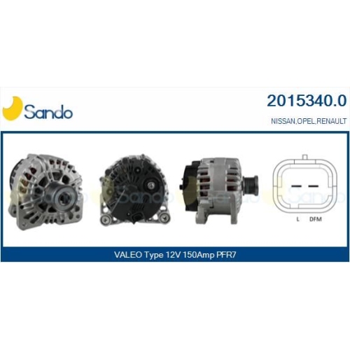 Generator Sando 2015340.0 f&uuml;r Nissan Opel Renault General Motors