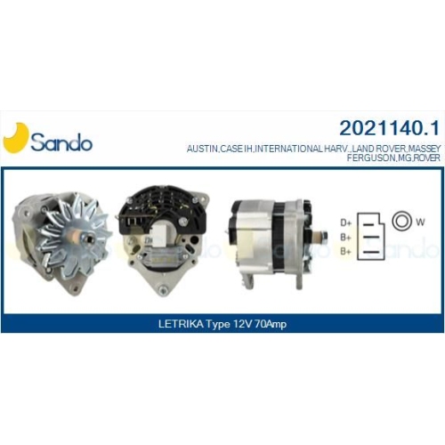 Generator Sando 2021140.1 f&uuml;r Rover Case Ih Massey Ferguson Perkins Landini