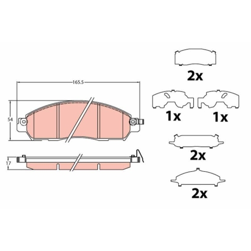 Bremsbelagsatz Scheibenbremse Trw GDB2182 f&uuml;r Nissan Vorderachse