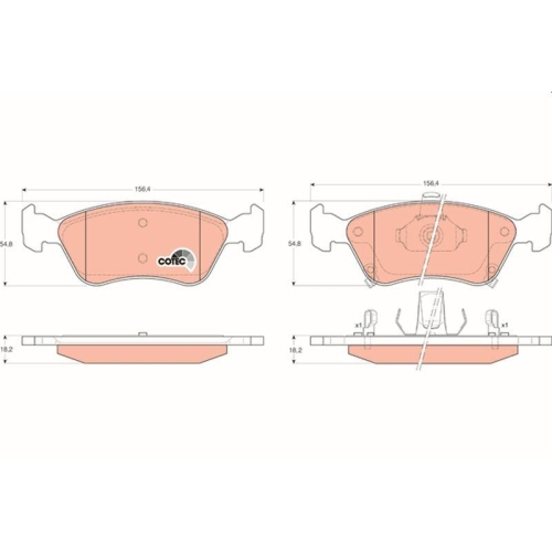 Bremsbelagsatz Scheibenbremse Trw GDB3163 Cotec f&uuml;r Toyota Vorderachse
