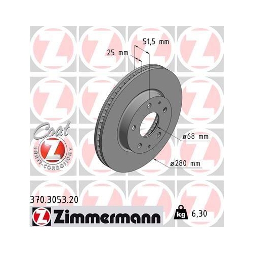 Bremsscheibe Zimmermann 370.3053.20 Coat Z f&uuml;r Mazda Mazda (changan) Vorderachse