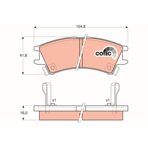 Bremsbelagsatz Scheibenbremse Trw GDB3165 Cotec f&uuml;r Hyundai Vorderachse