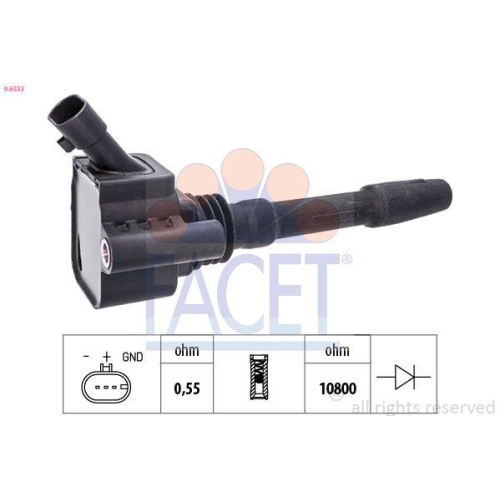 Z&uuml;ndspule Facet 9.6533 Oe Equivalent f&uuml;r Alfa Romeo Fiat Opel General Motors