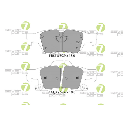 Bremsbelagsatz Scheibenbremse 7 Seven Parts SVP27580 f&uuml;r Jeep Hinterachse