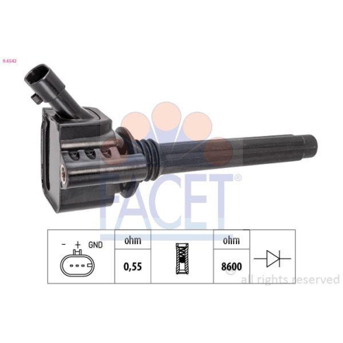 Z&uuml;ndspule Facet 9.6542 Oe Equivalent f&uuml;r Fiat Jeep