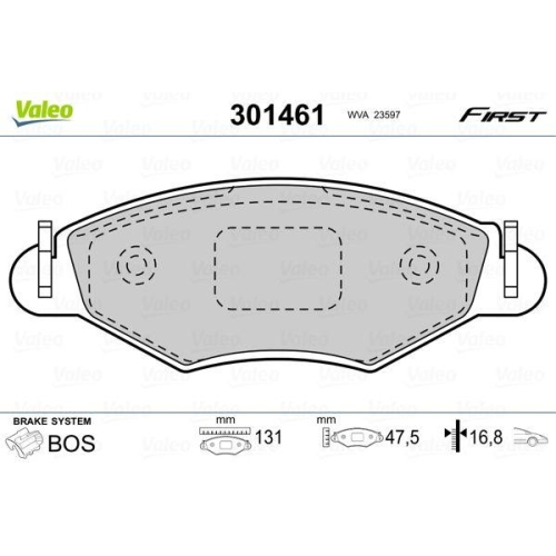 Bremsbelagsatz Scheibenbremse Valeo 301461 First für Peugeot Citroën (df Psa)