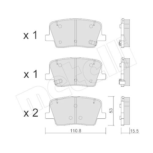 Bremsbelagsatz Scheibenbremse Metelli 22-1232-0 f&uuml;r Ssangyong Hinterachse
