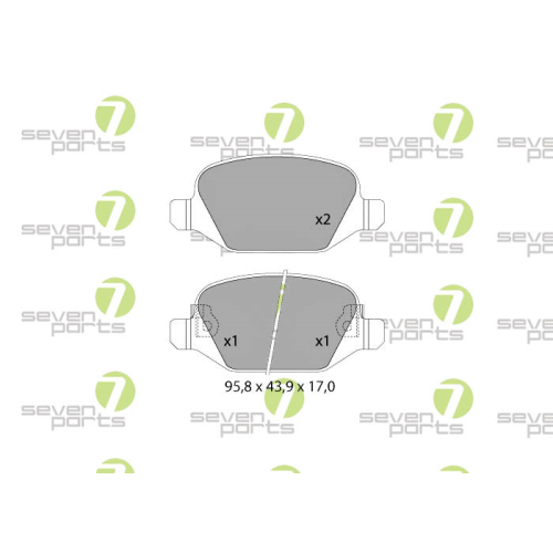 Bremsbelagsatz Scheibenbremse 7 Seven Parts SVP27620 für Fiat 1. Hinterachse