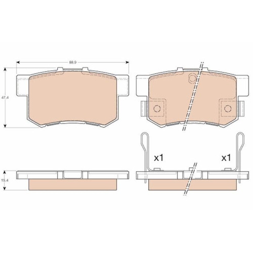 Bremsbelagsatz Scheibenbremse Trw GDB3175 Cotec f&uuml;r Acura Honda MG Rover