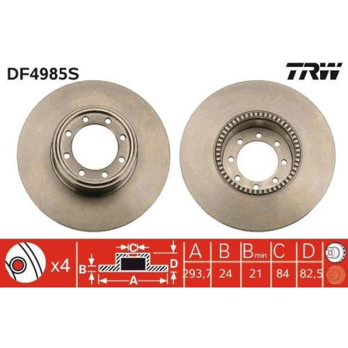 Bremsscheibe Trw DF4985S Trw Single f&uuml;r Iveco Hinterachse