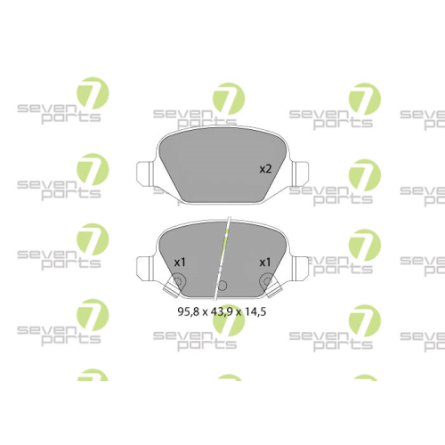Bremsbelagsatz Scheibenbremse 7 Seven Parts SVP27630 f&uuml;r Fiat 1. Hinterachse