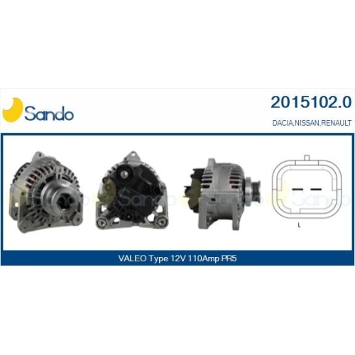 Generator Sando 2015102.0 f&uuml;r Nissan Renault