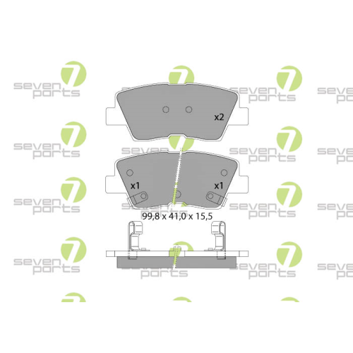 Bremsbelagsatz Scheibenbremse 7 Seven Parts SVP27650 f&uuml;r Hyundai Kia Lexus