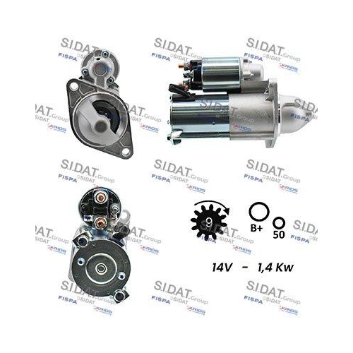 Starter Sidat S12DR0129 f&uuml;r Alfa Romeo Fiat Lancia Opel