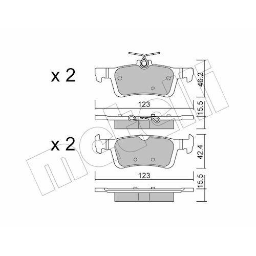 Bremsbelagsatz Scheibenbremse Metelli 22-0986-0 f&uuml;r Peugeot Hinterachse