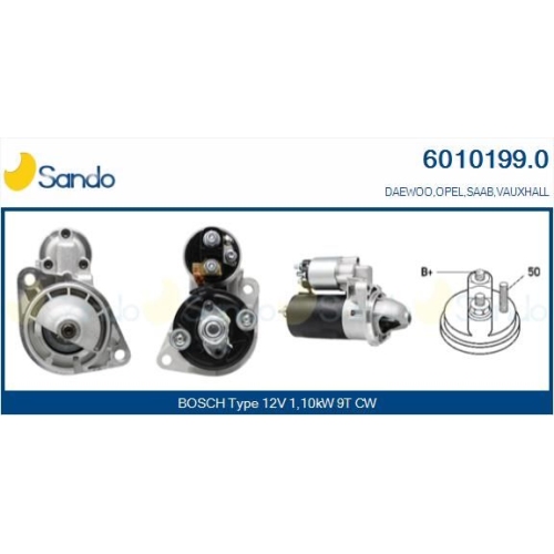 Starter Sando 6010199.0 f&uuml;r Mitsubishi Opel Saab