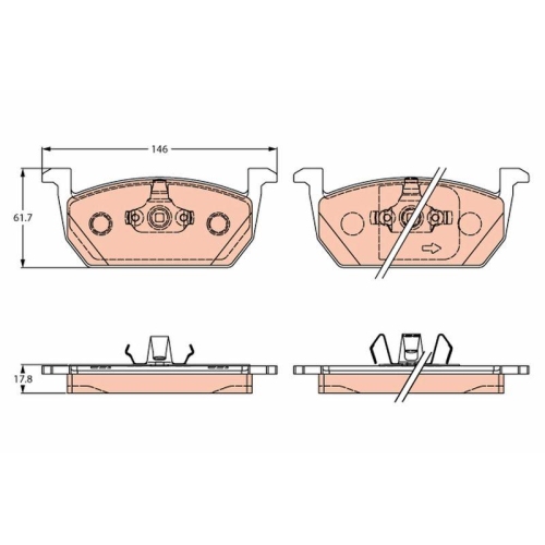 Bremsbelagsatz Scheibenbremse Trw GDB2266 f&uuml;r Seat Skoda VW Audi Vorderachse