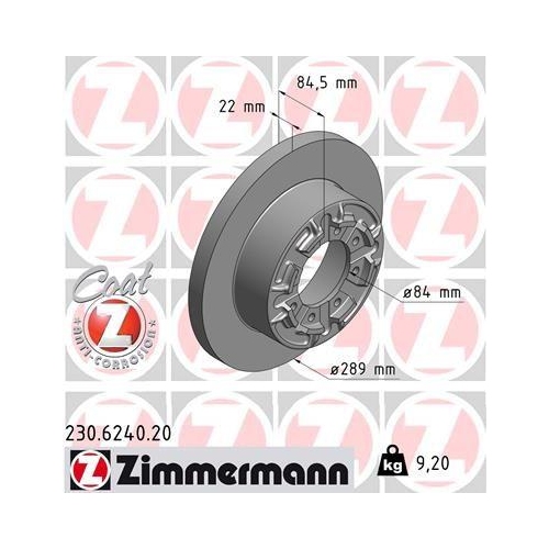 Bremsscheibe Zimmermann 230.6240.20 Coat Z f&uuml;r Iveco Hinterachse