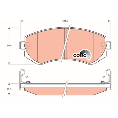 Bremsbelagsatz Scheibenbremse Trw GDB3208 Cotec f&uuml;r Nissan Hinterachse