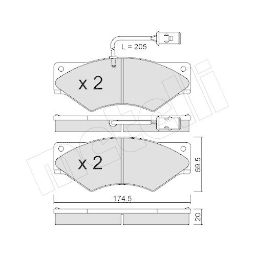 Bremsbelagsatz Scheibenbremse Metelli 22-0849-0 f&uuml;r Iveco Vorderachse