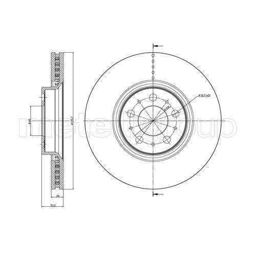Brake Disc Metelli 23-0847C for Volvo Front Axle