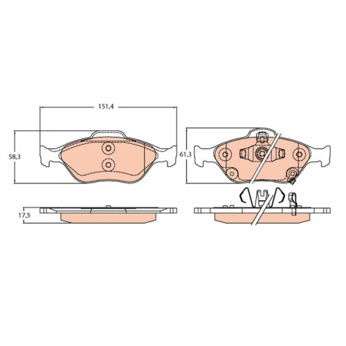 Bremsbelagsatz Scheibenbremse Trw GDB3625 für Toyota Vorderachse