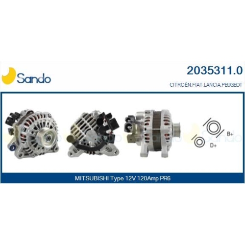 Generator Sando 2035311.0 f&uuml;r Fiat Mitsubishi Citro&euml;n/peugeot