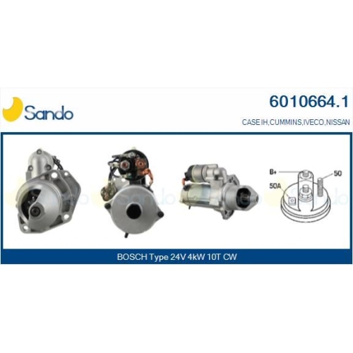 Starter Sando 6010664.1 f&uuml;r Fiat Iveco Nissan
