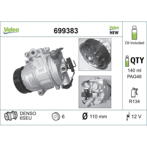 Kompressor Klimaanlage Valeo 699383 Valeo Core-flex f&uuml;r Audi Seat Skoda VW
