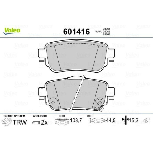 Bremsbelagsatz Scheibenbremse Valeo 601416 f&uuml;r Nissan Renault Nissan (dfac)