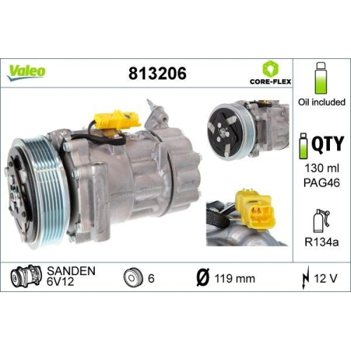 Kompressor Klimaanlage Valeo 813206 Valeo Core-flex f&uuml;r Citro&euml;n Fiat Peugeot